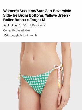 Roller Rabbit Green and Yellow Side-Tie Kids Bikini Bottoms